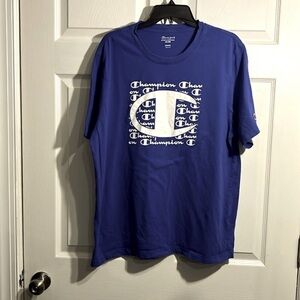 Champion Mens Blue Authentic Crew Neck Short Sleeves Pullover T Shirt Size 2X